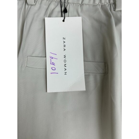 Zara Women's  Wide Leg Cropped Pants Medium Cream High Waist Casual Trousers NWT - Picture 15 of 16